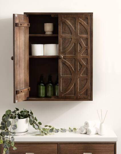 Kate and Laurel Galliene Wood Wall Cabinet with Two Shelves